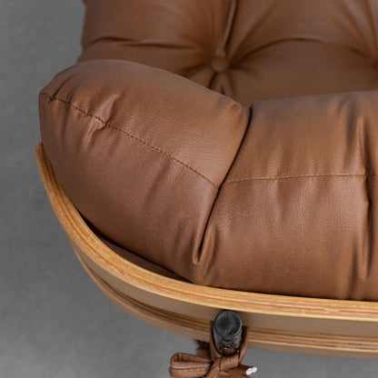 Costela Lounge Chair and Ottoman Set, Caramel