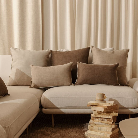 5-Piece Veneto Linen-Look Pillow Cover Set, Tonal Colors