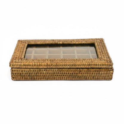 Rattan Coffee Capsule Organizer Box, Caramel
