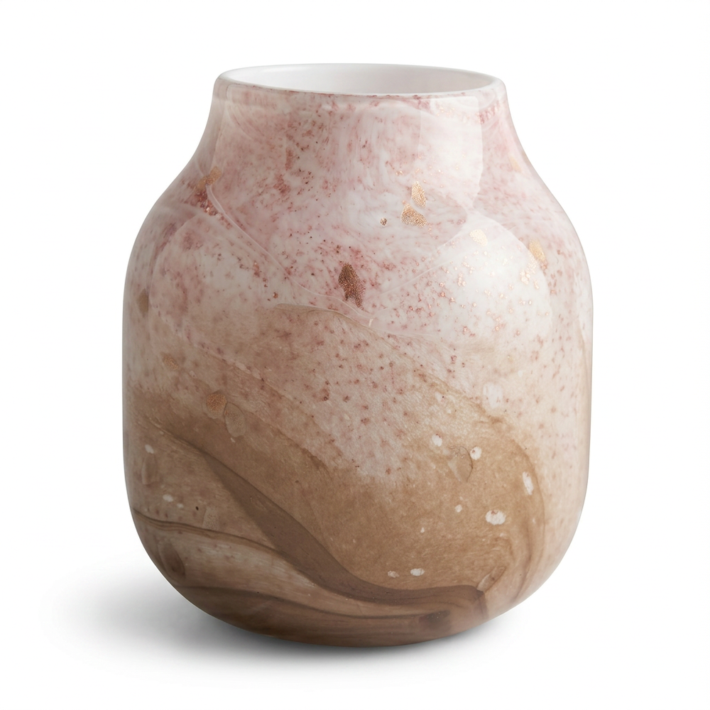 Rouen Pink Glass Vase, 6.7 in