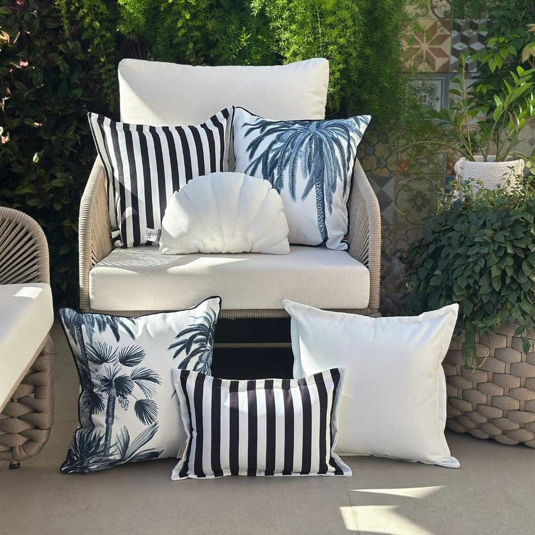 6-Piece Waterproof Pillow Cover Set, Stripes, Palms & Shells