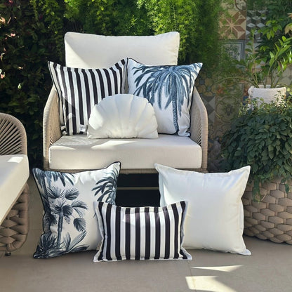 6-Piece Waterproof Pillow Cover Set, Stripes, Palms & Shells