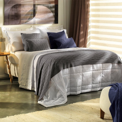 Serenite Acrylic Knitted Decorative Bed Runner, Steel Gray