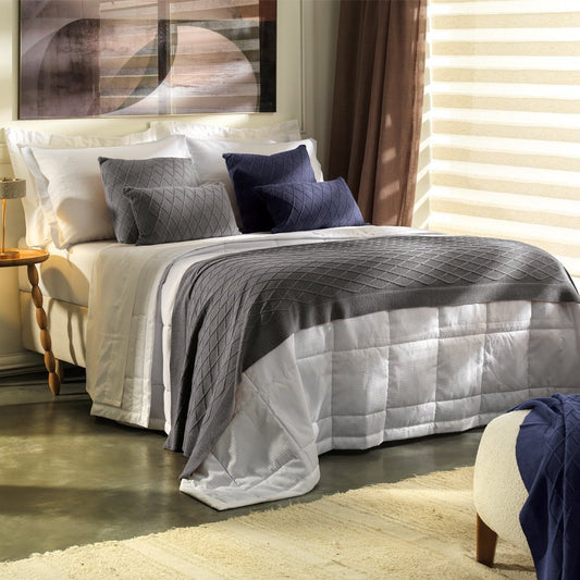 Serenite Acrylic Knitted Decorative Bed Runner, Steel Gray