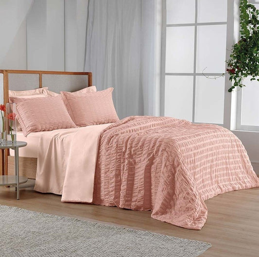 Madhya 200 Thread Count 100% Cotton King Quilt Set, Misty Rose