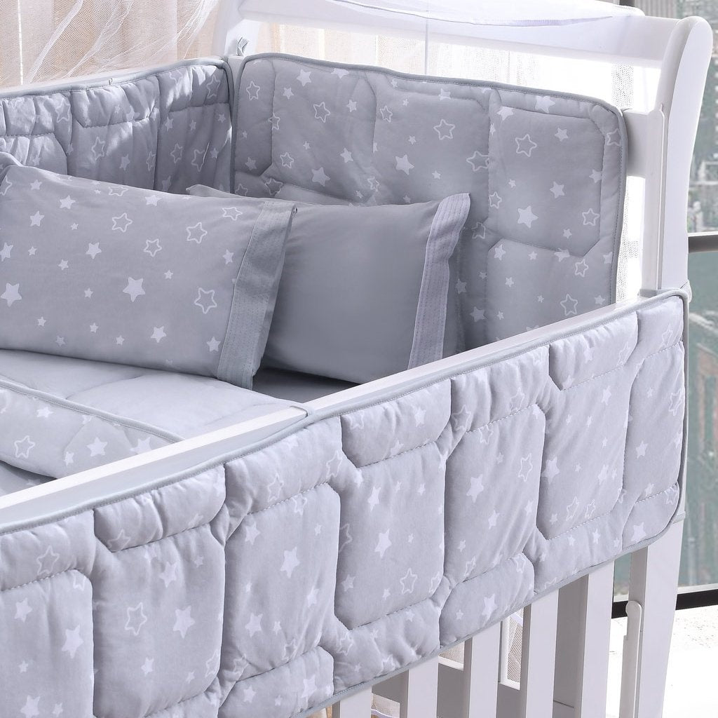 Gray Star 8-Piece 100% Cotton Crib Bedding Set