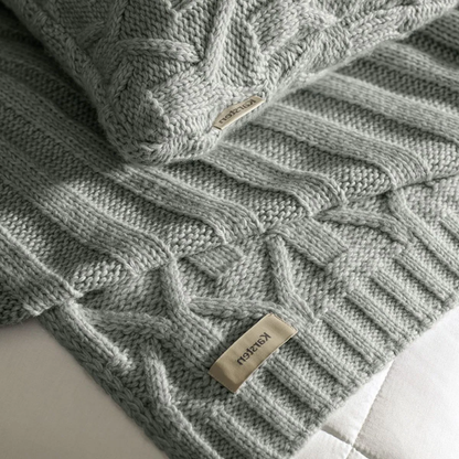 Roman Acrylic Knitted Bed Runner, Mist