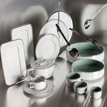 Trasso 30-Piece Porcelain Dinner, Tea & Coffee Set