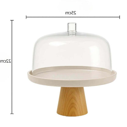 6-Piece Beige Cake Stand with Dome Set
