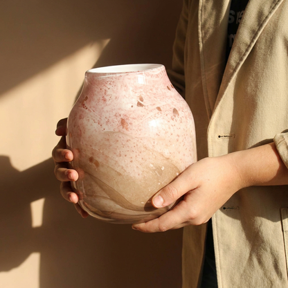 Rouen Pink Glass Vase, 6.7 in
