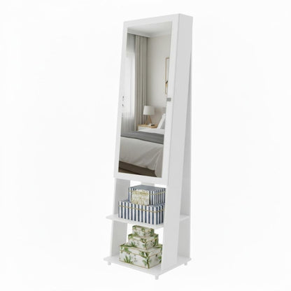 Rectangular Floor Mirror with Shelves & Accessory Organizer