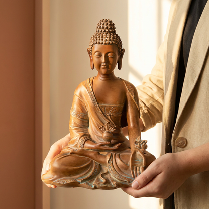 Budd Gold Buddha Decorative Statue, 11.4 in