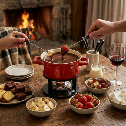 Large 13-Piece Ceramic Fondue Set