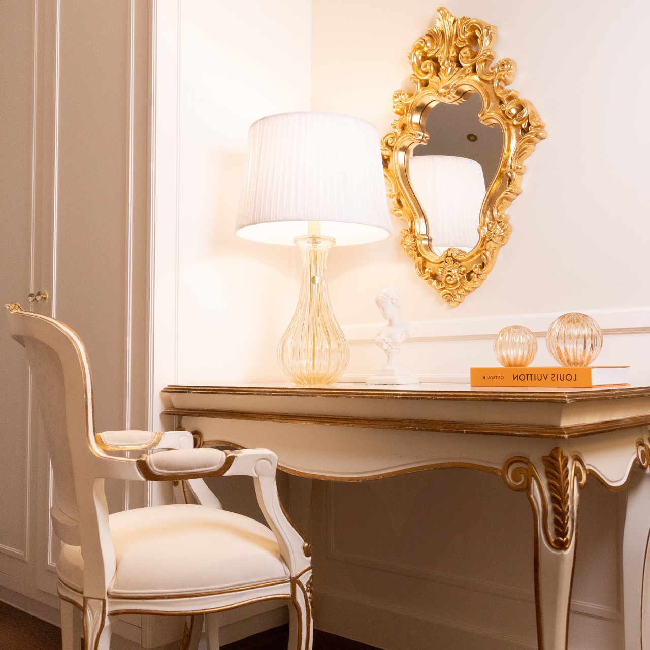 Clamart Gold Murano Crystal Table Lamp Base, 15.7 in