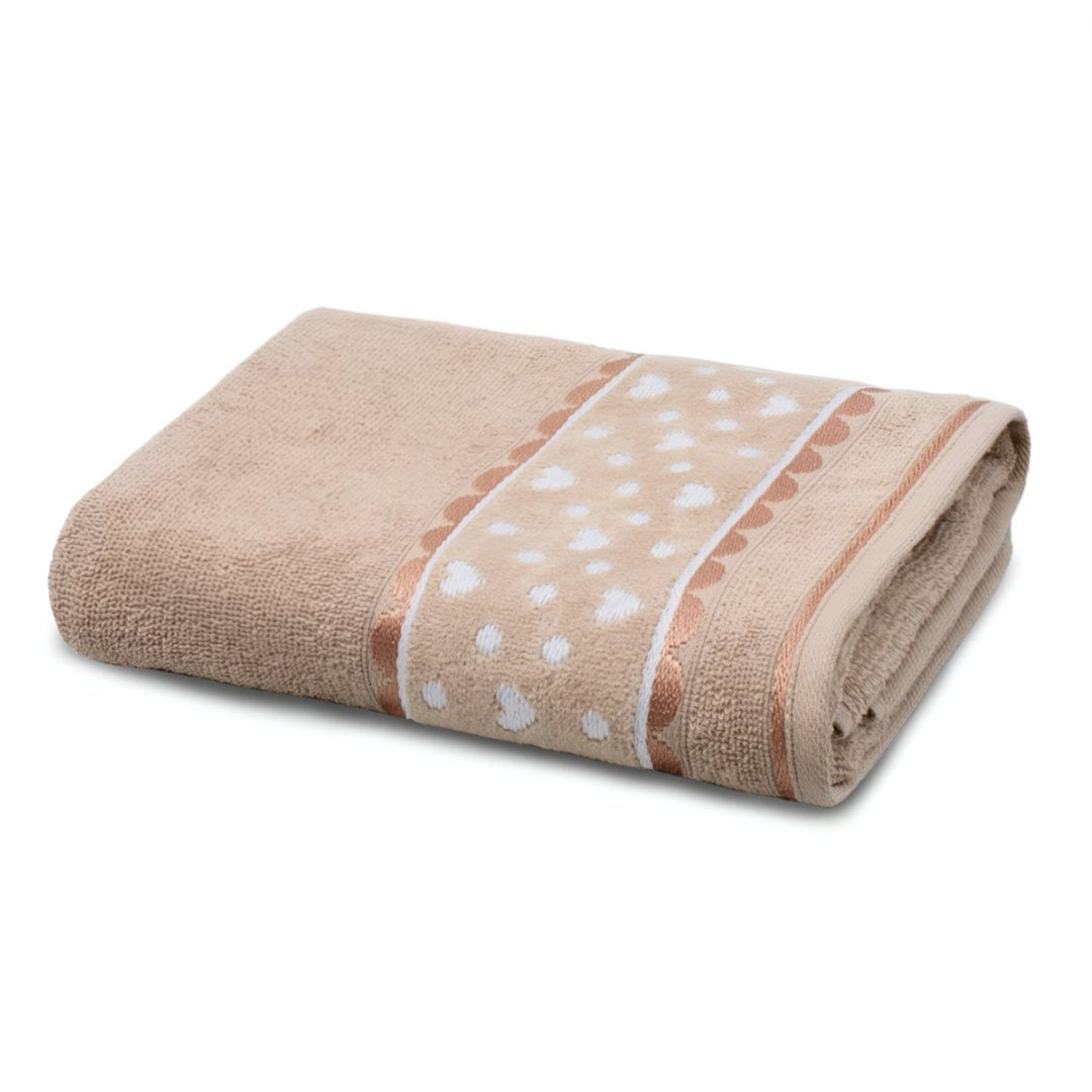 Charme Heart 4-Piece 100% Cotton Towel Set, Blue/Khaki
