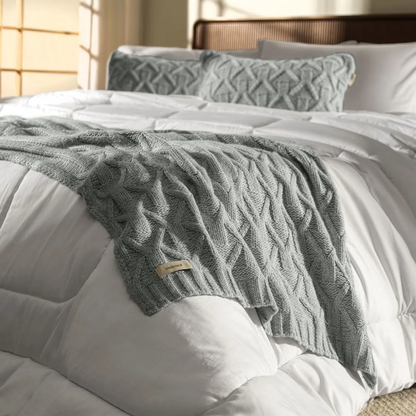 Roman Acrylic Knitted Bed Runner, Mist