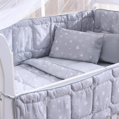 Gray Star 8-Piece 100% Cotton Crib Bedding Set