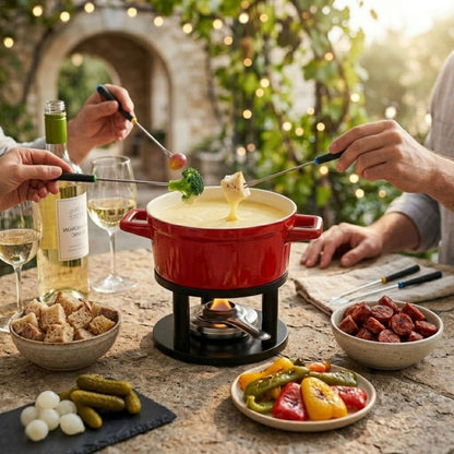 Large 13-Piece Ceramic Fondue Set