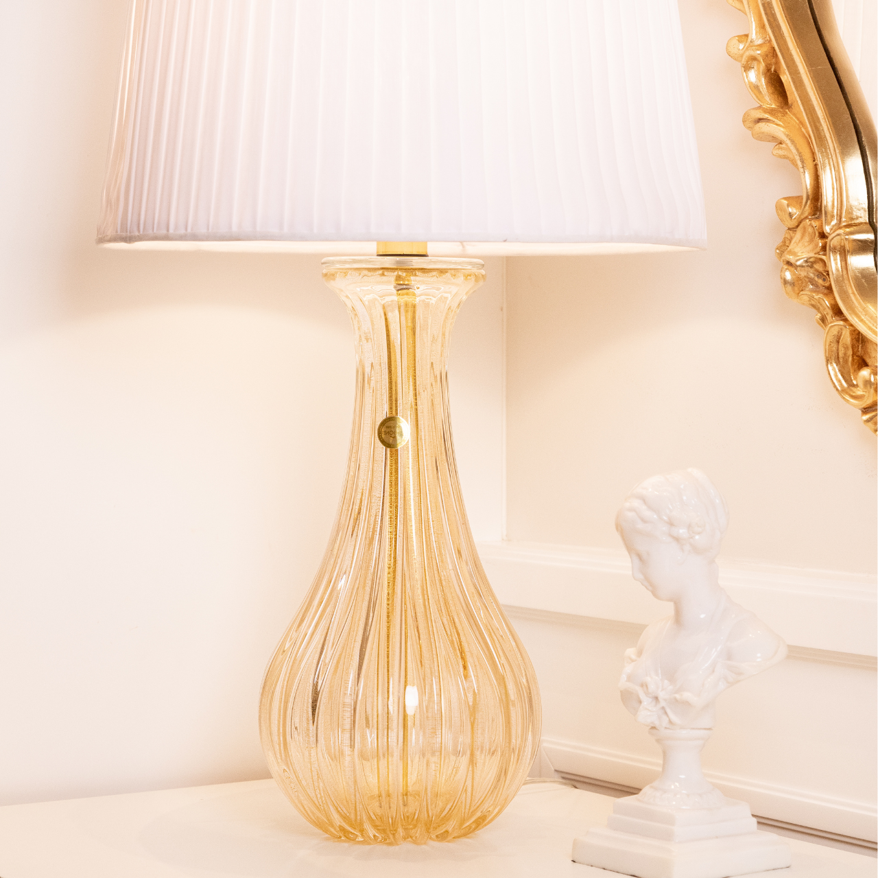 Clamart Gold Murano Crystal Table Lamp Base, 15.7 in