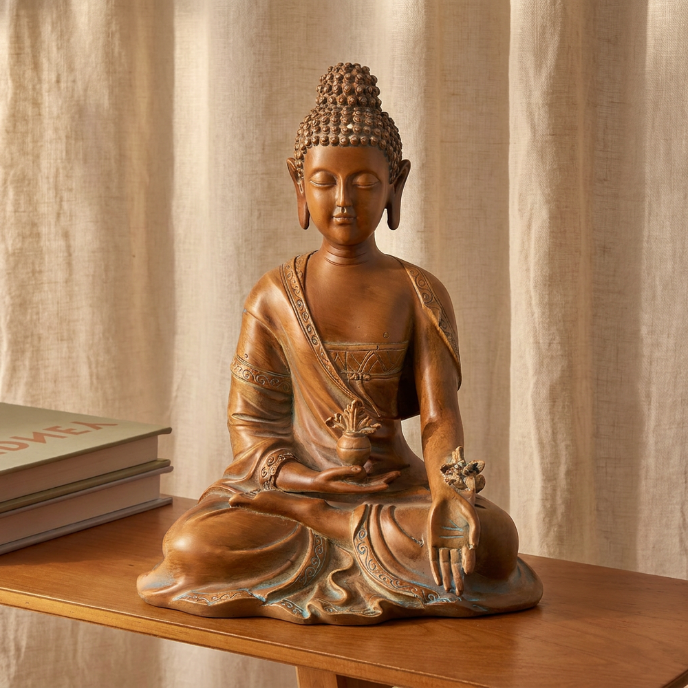 Budd Gold Buddha Decorative Statue, 11.4 in