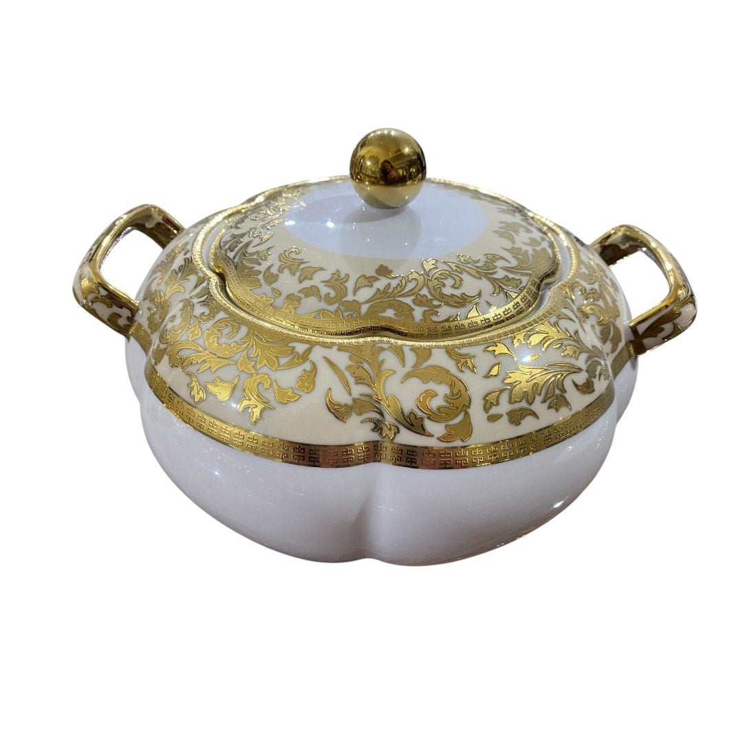 White & Gold 62-Piece Porcelain Dinnerware Set