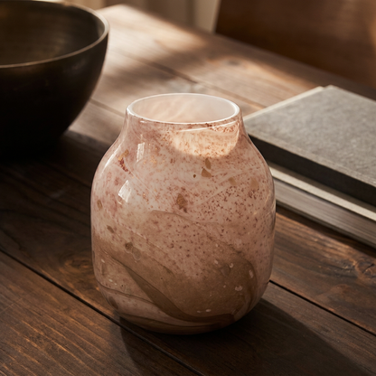 Rouen Pink Glass Vase, 6.7 in