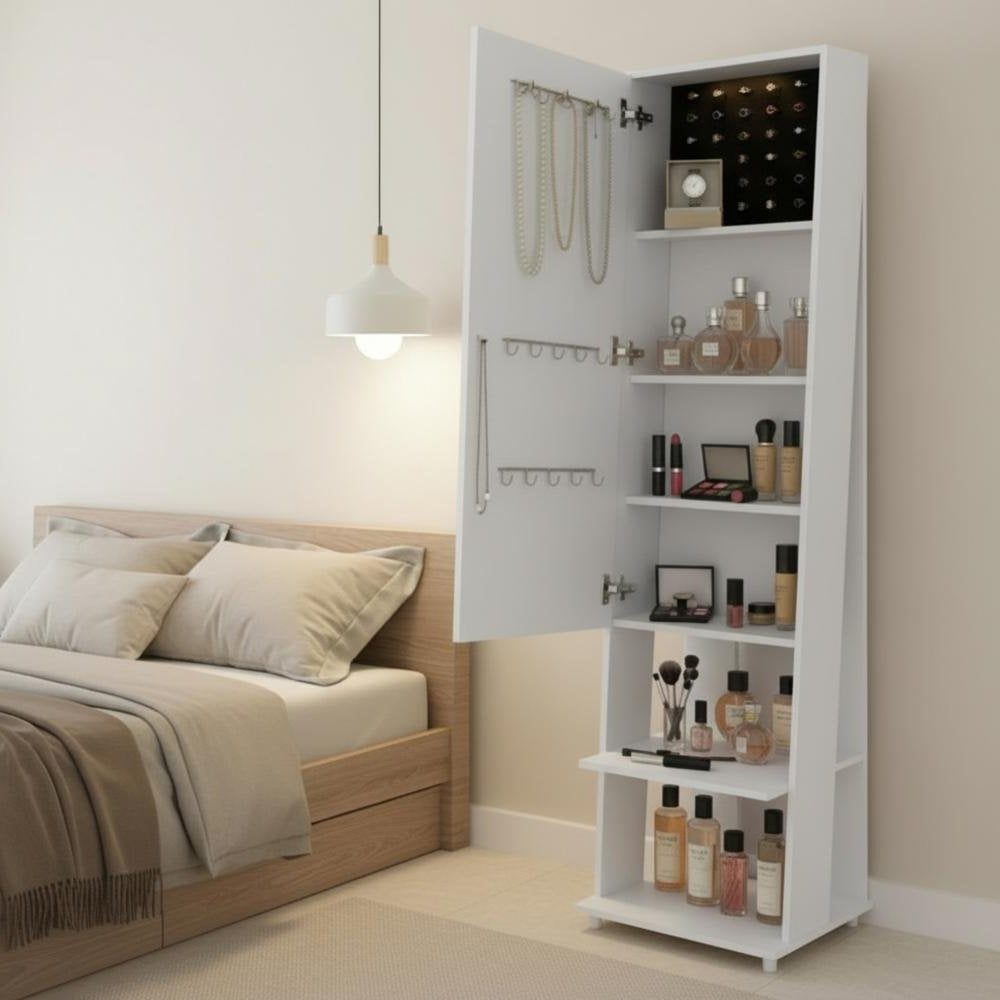Rectangular Floor Mirror with Shelves & Accessory Organizer