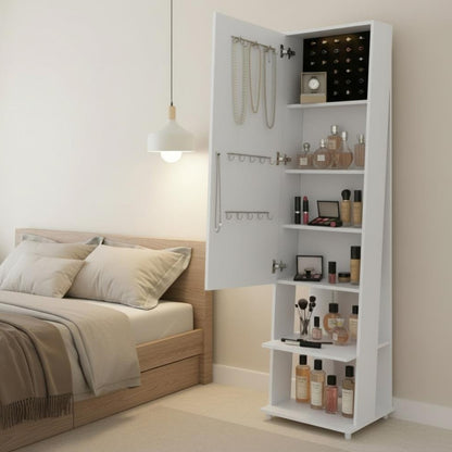 Rectangular Floor Mirror with Shelves & Accessory Organizer