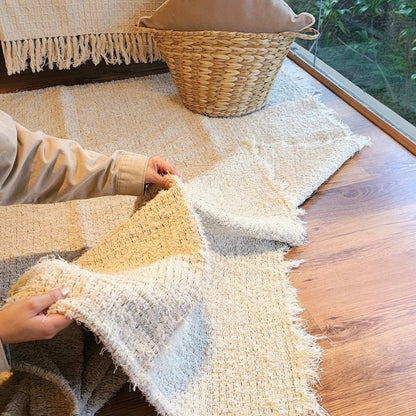 Ravena Handmade Cotton Area Rug, Natural & Caramel, 78.7 in x 98.4 in