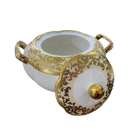 White & Gold 62-Piece Porcelain Dinnerware Set