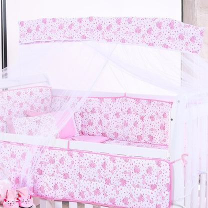 Pink Elephant 8-Piece 100% Cotton Crib Bedding Set