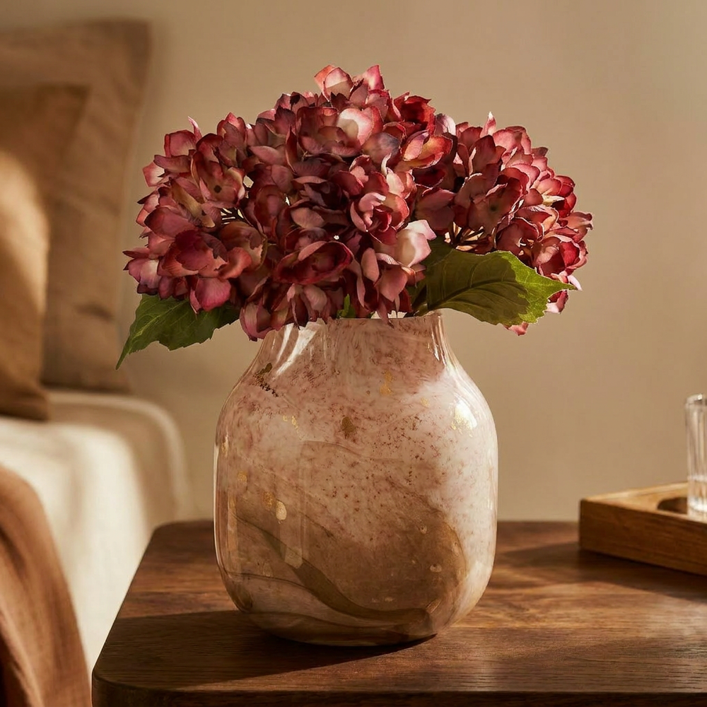 Rouen Pink Glass Vase, 6.7 in