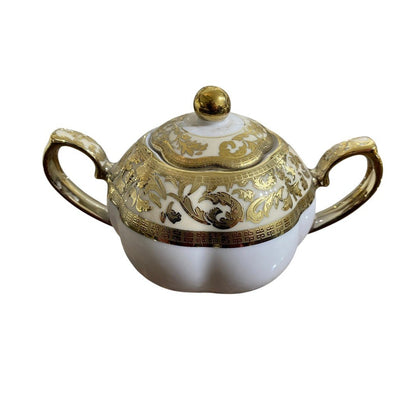 White & Gold 62-Piece Porcelain Dinnerware Set