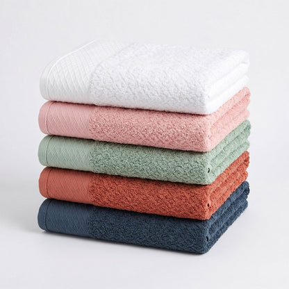 Capri 4-Piece Combed Cotton Towel Set, Blue/Terracotta