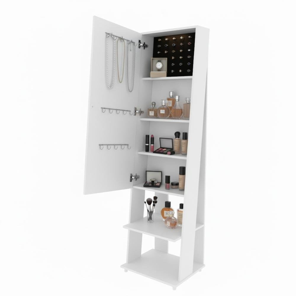Rectangular Floor Mirror with Shelves & Accessory Organizer