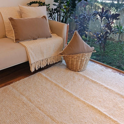Ravena Handmade Cotton Area Rug, Natural & Caramel, 78.7 in x 98.4 in