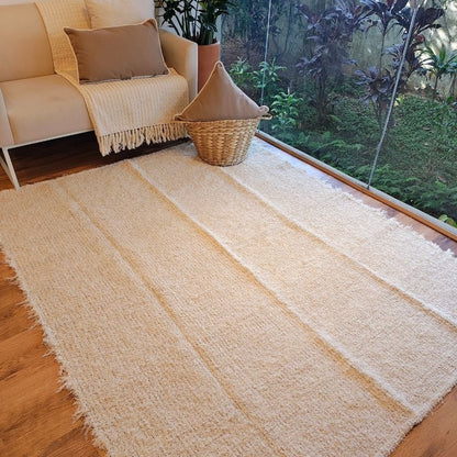 Ravena Handmade Cotton Area Rug, Natural & Caramel, 78.7 in x 98.4 in